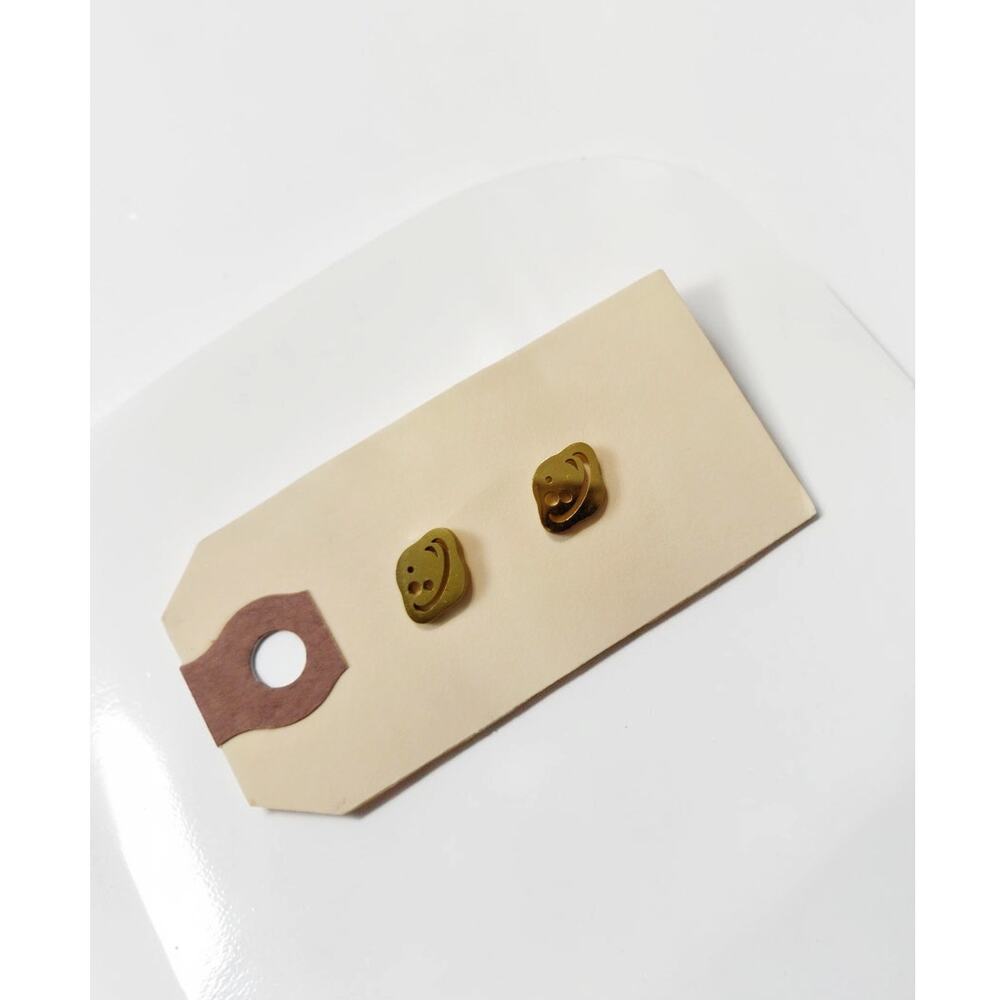 Super Cute New Planet Gold Tone Mini Stud Earrings  .5"